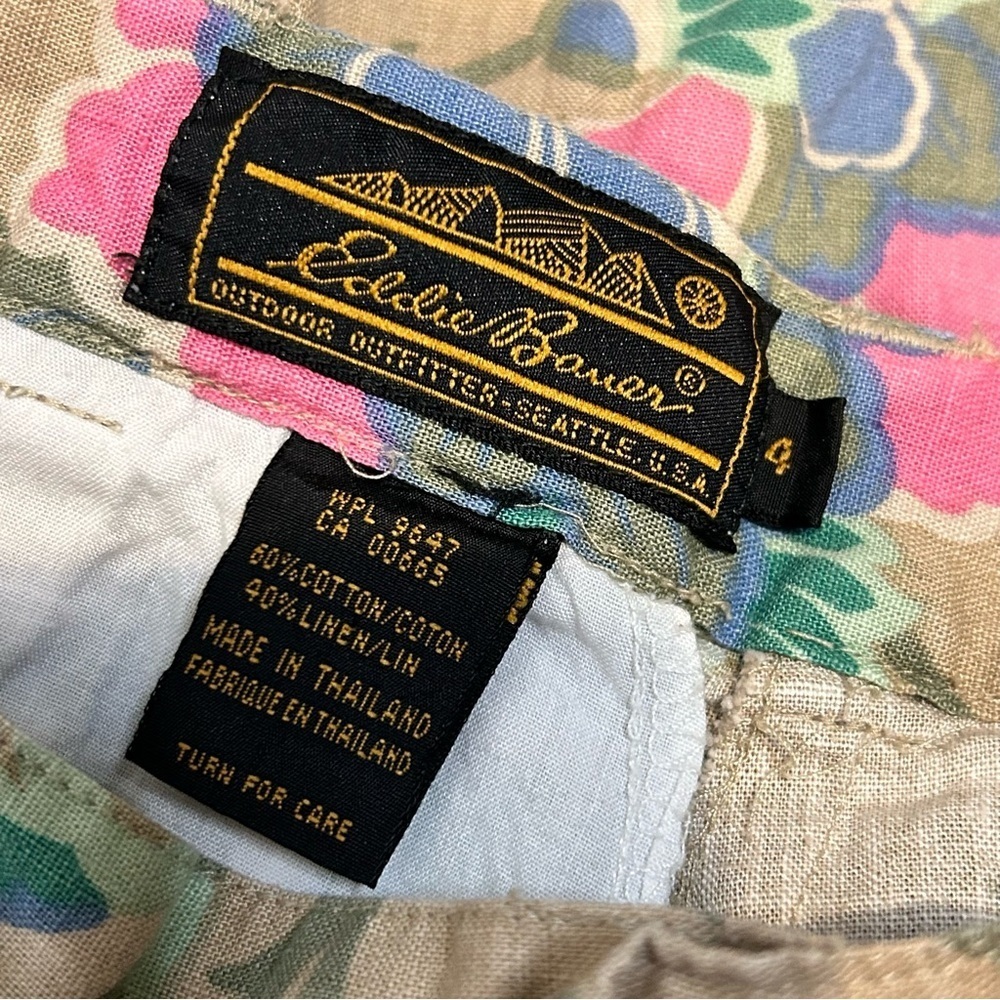 Eddie Bauer Floral Tan Shorts with Pink, Green & Blue Accents - Picture 6 of 6